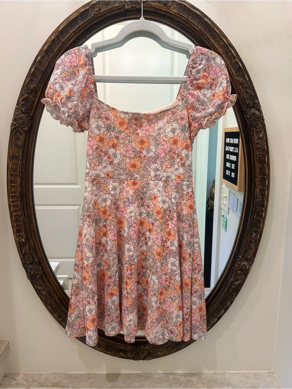 Altar’d State Floral Puff-Sleeve Dress - Pink & Orange